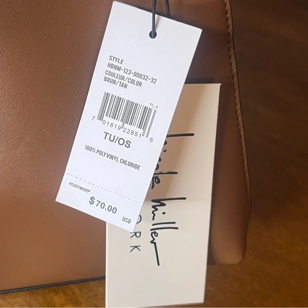 Nicole Miller Brown Satchel with Scarf Handle